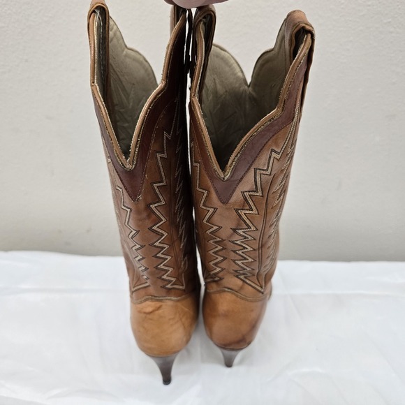 Jeenz Bootz Leather Hi Heel Boots Womens Size‎ 5.5M J504 USA Made Vintage - Picture 2 of 9